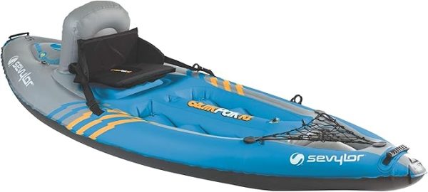 Sevylor QuickPak K1 1-Person Inflatable Kayak, Kayak Folds into Backpack with 5-Minute Setup, 21-Gauge PVC Construction; Hand Pump & Paddle Included - Image 5