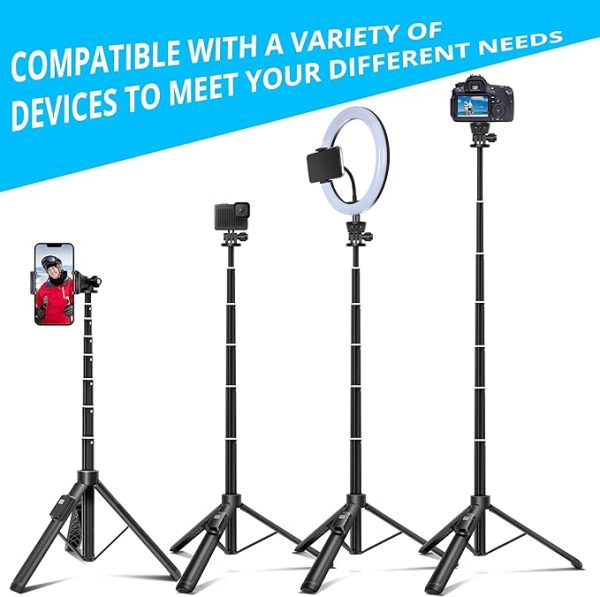 BZE Selfie Stick,62 inches Long Extendable Selfie Stick Tripod, Phone Tripod with Wireless Remote Shutter,Group Selfies/Live Streaming/Video Recording Compatible with All Cellphones - Image 4